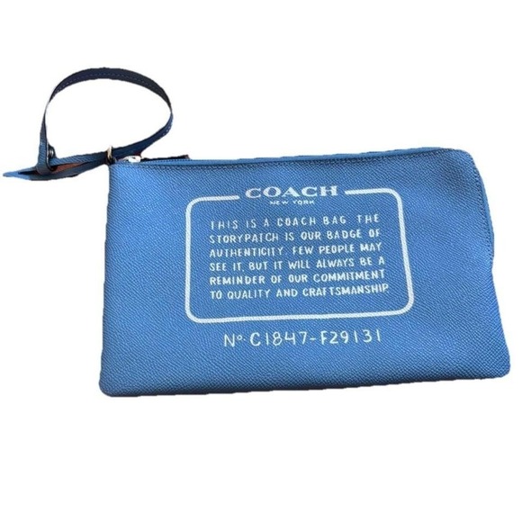 Coach New York Blue Leather Storypatch Wristlet Pouch NWT C1847 F29131 - Picture 2 of 8
